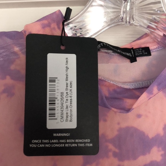 PrettyLittleThing Sheer Mesh Tie Dye Bodycon Dress - Picture 3 of 3